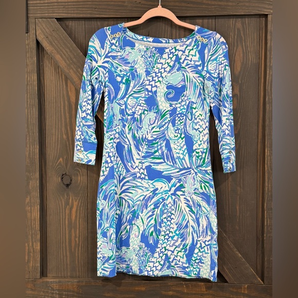 LILLY PULITZER Women’s Sophie UPF 50 Blue Print Dress in Canopy Chaos Size XXS - Picture 1 of 8
